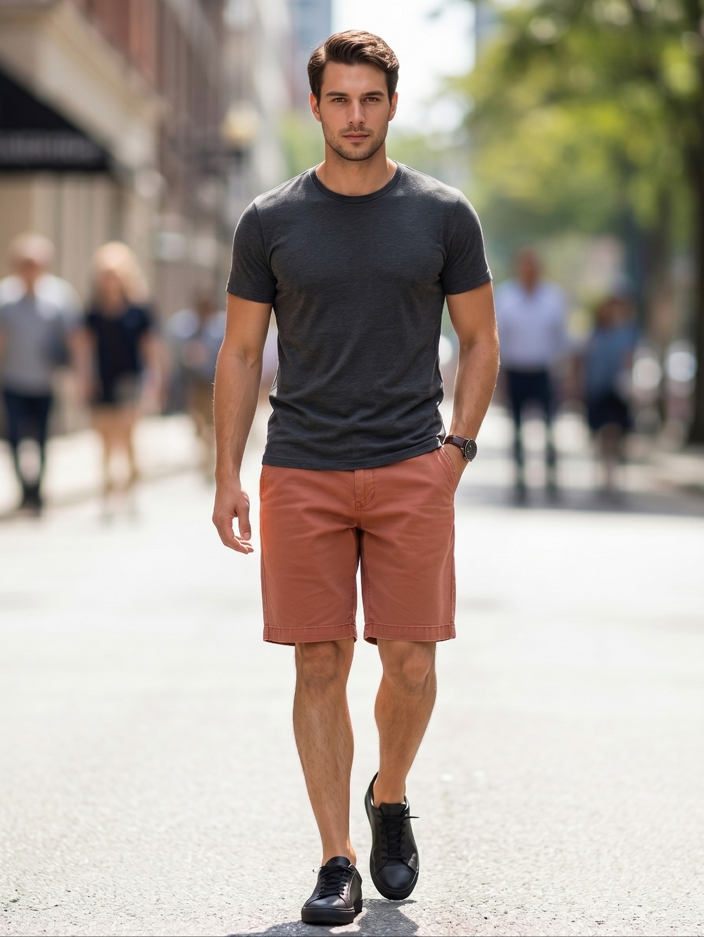 Gap Lived-In Slim Khaki Shorts Men's 36 "Chimney" Red/Orange